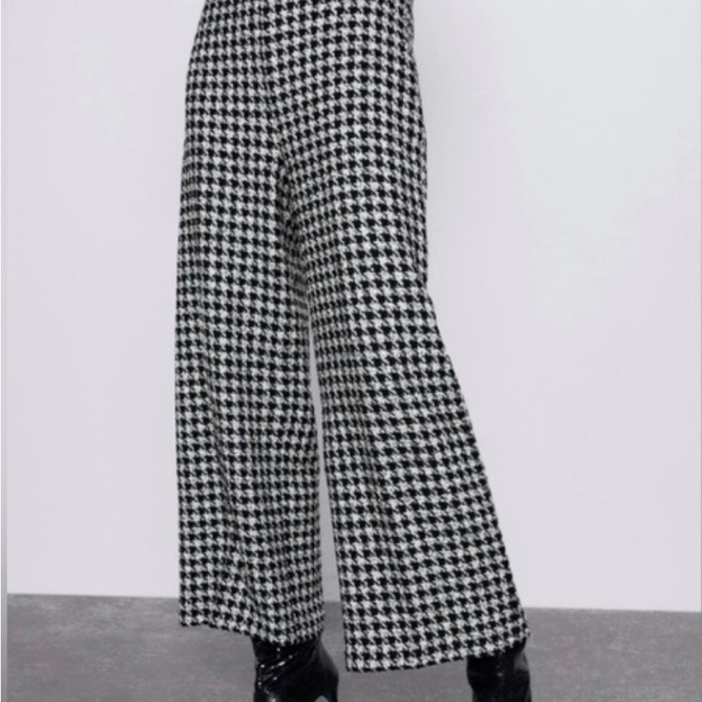 NWT ZARA BLACK WHITE HOUNDSTOOTH PANTS BLOGGERS FAVORITE OLD MONEY STYLE - Picture 5 of 16